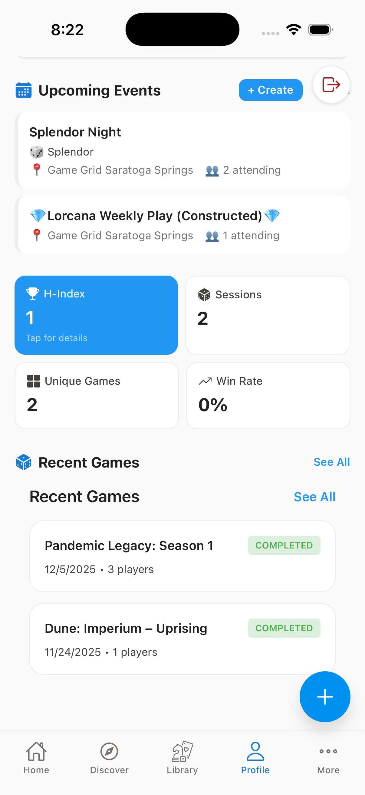 View your game history in Scorehaven