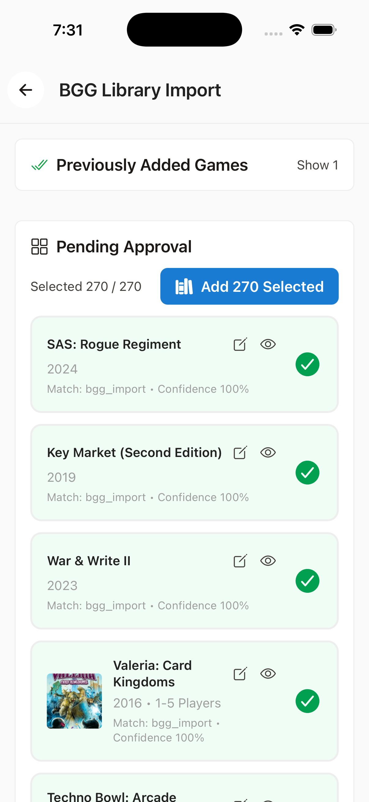 Import your BGG collection